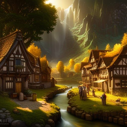 Medieval German Village in Golden Aspen Forest