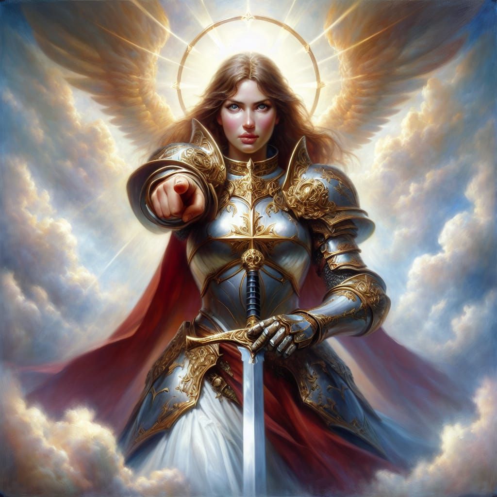 Holy Paladin in Armor with Sword, Fantasy Art