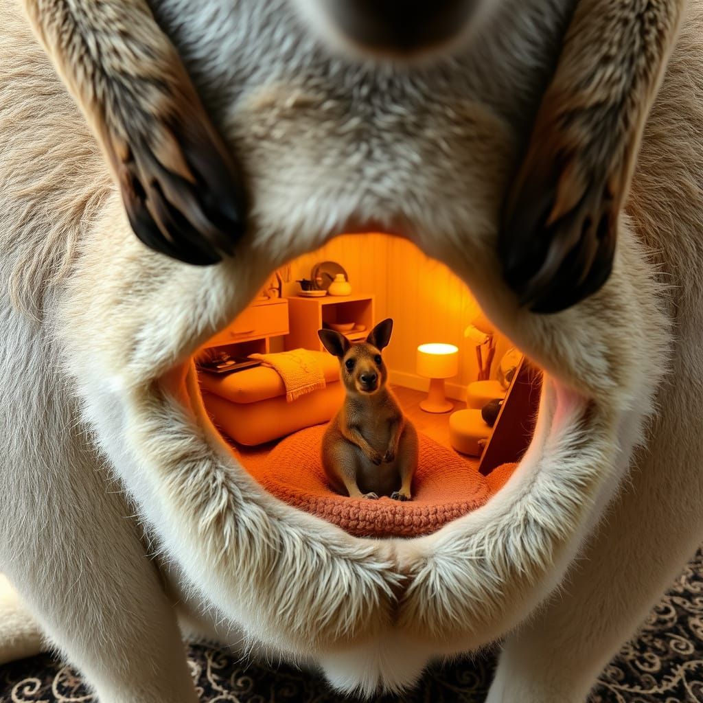 Kangaroo Pouch Reveals Miniature Living Room