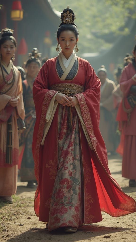 Joseon Princess Radiates Austere Authority in Silk Robes