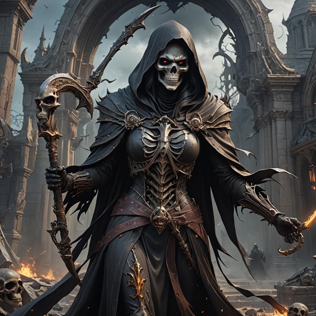 Detailed Female Grim Reaper Concept Art