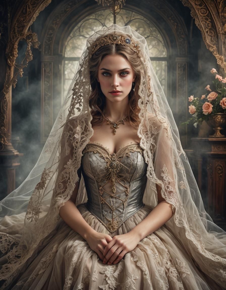 Romantic Fantasy Portrait with Lace and Tulle