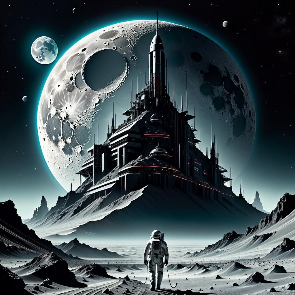 Human Colony on Distant Moon in Acidwash Style