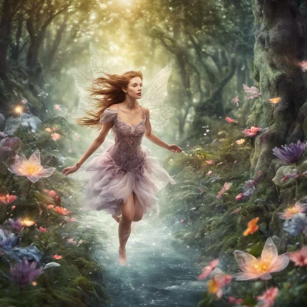 Magical Fairy in Enchanted Forest Scene