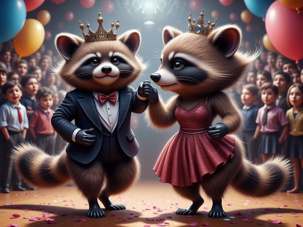 Funky Prom King and Queen in a Surreal Disco