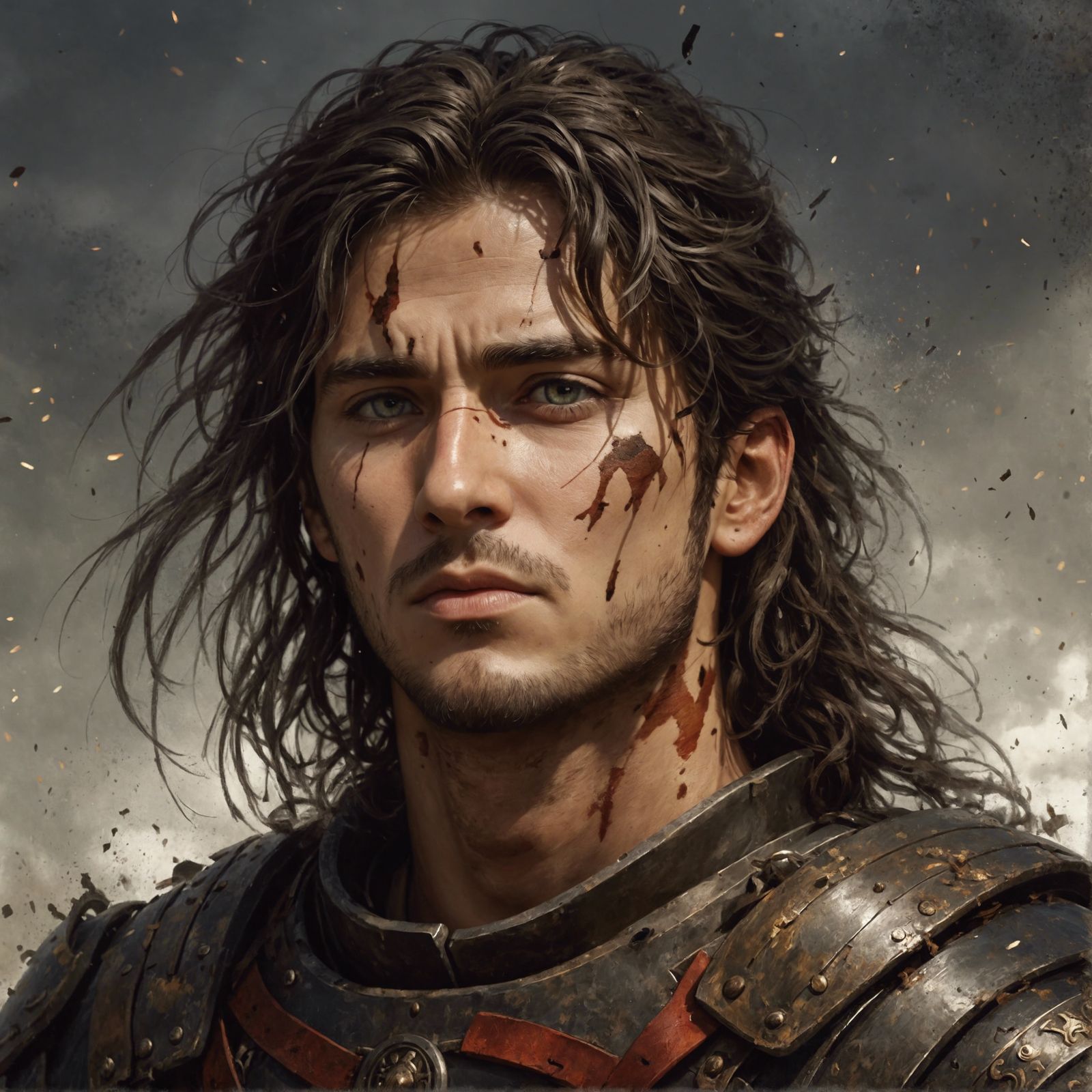 Anime Portrait of Weathered Roman Soldier Mercenary
