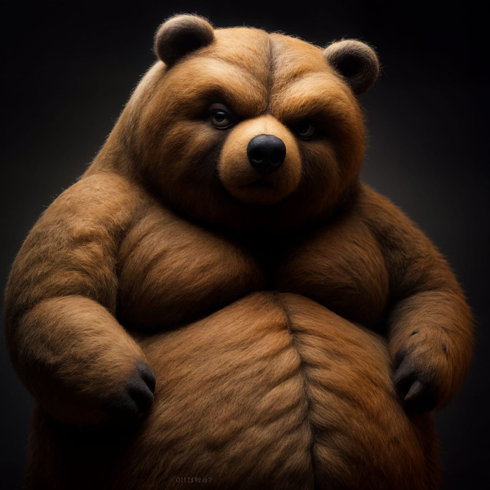 Felted Chibi Kodiak Bear Portrait