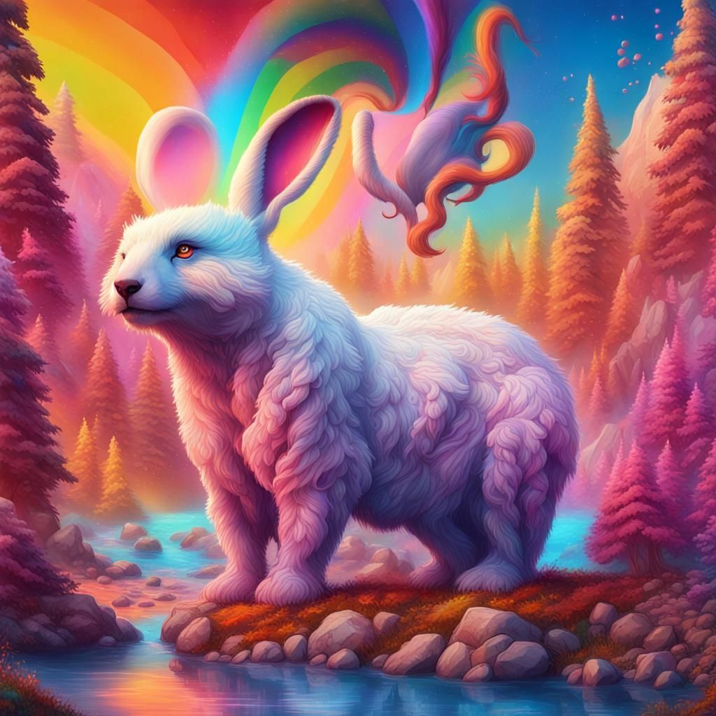 Rainbow Animal Weather Fantasy in Detailed Matte Painting