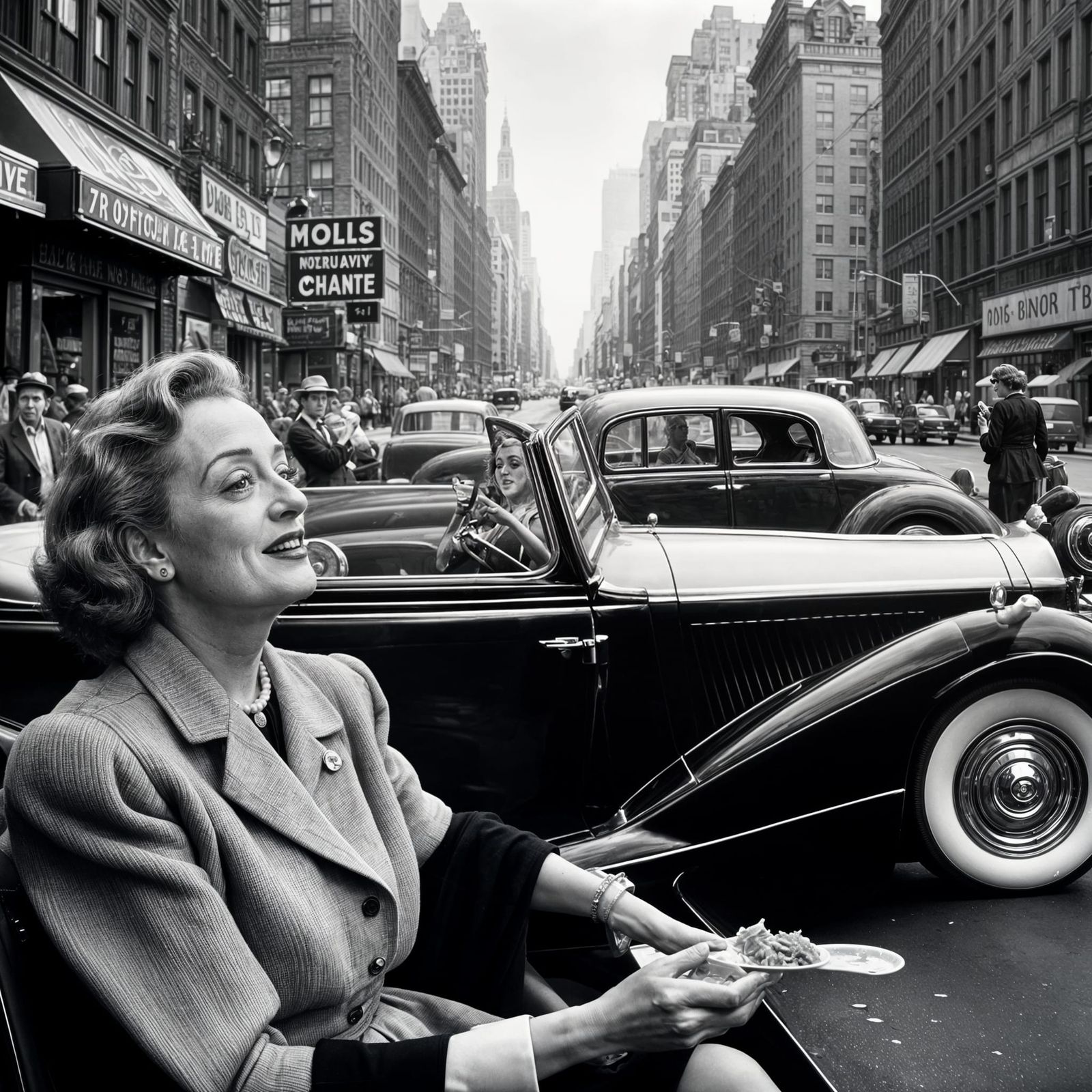 Bette Davis Eats Fish and Chips in New York