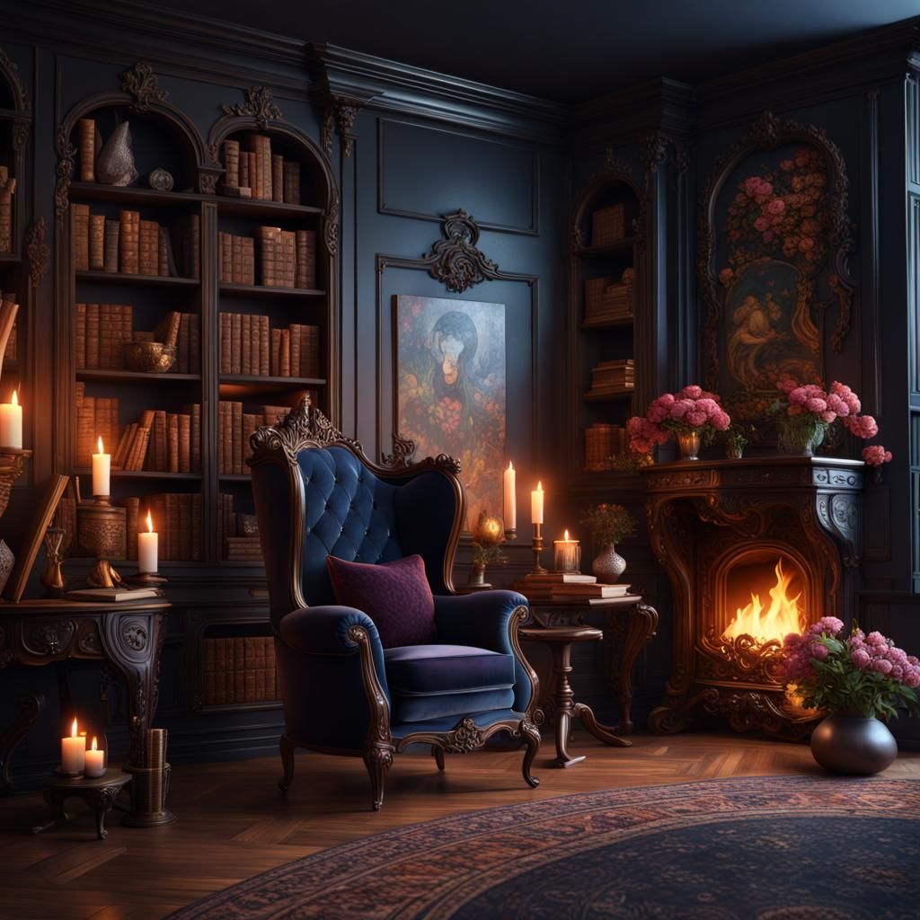 Dark Academia Living Room with Witchy Decor