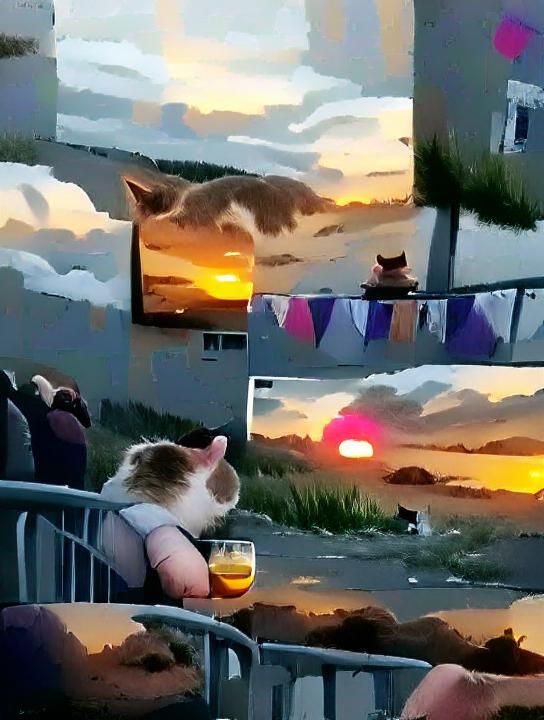 Drunk Cat Contemplates Sunset