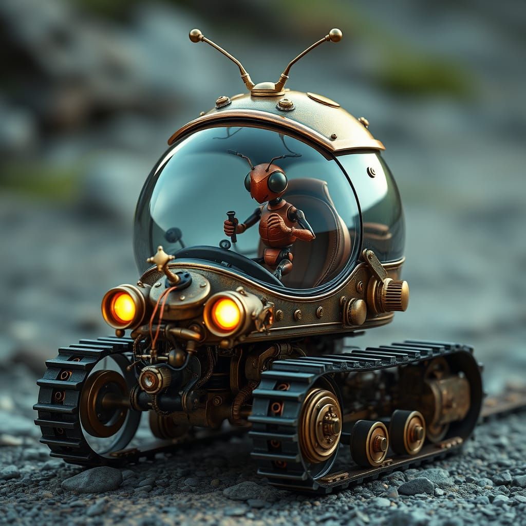 Steampunk Ladybug Vehicle in Hyper-Realistic Detail
