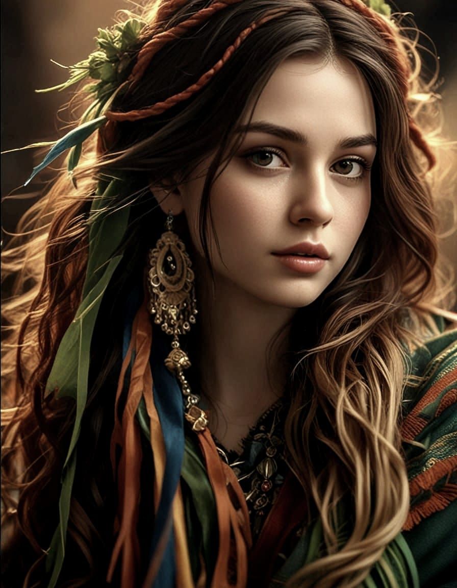 Hyperrealistic Portrait of a Beautiful Woman in Bold Dress w...