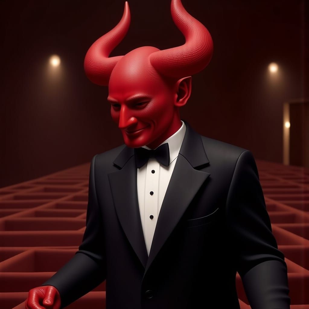 Mischievous Red Devil in Tuxedo