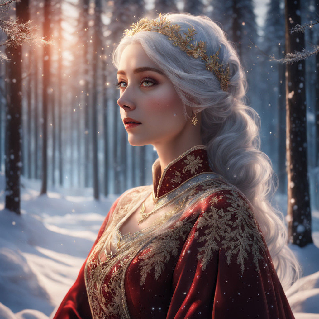 Regal Woman in Winter Wonderland