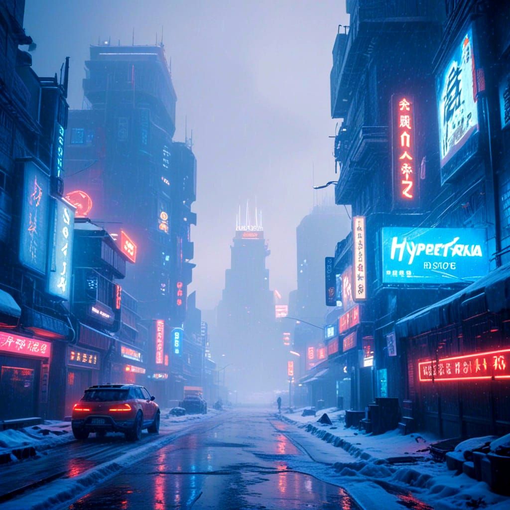 Cyberpunk Landscape in Mongolian Countryside Winter