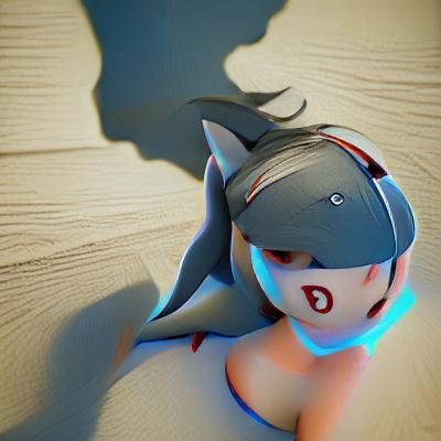 Shark Girl Gaming in 3D with Shadow Depth