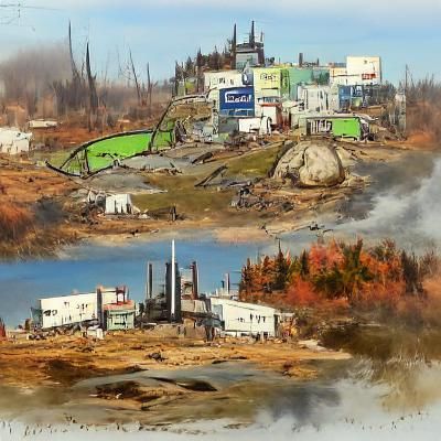 Wasteland Landscape in Fallout Concept Art Style
