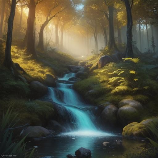 Mystical Forest Woman in Vibrant Oil Painting