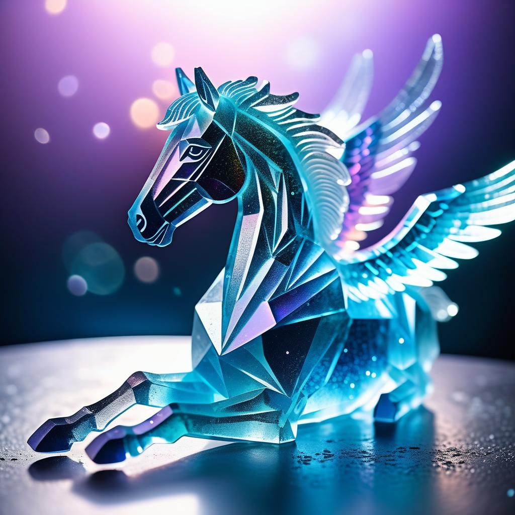 Ethereal Crystal Pegasus in Art Deco Style