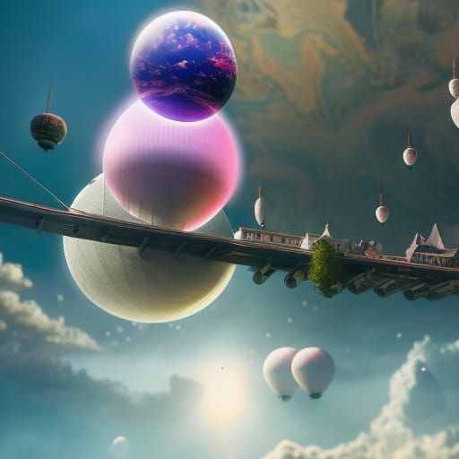 Miniature Village in Orb, Tilt-Shift Digital Art