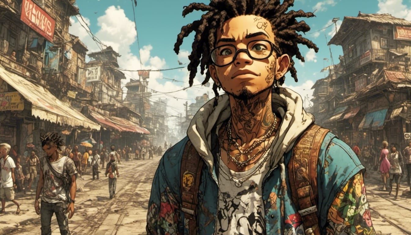 Futuristic Animated Character in Cyberpunk Style