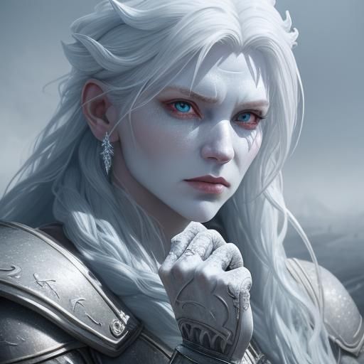 Eerie Ghostly Face with Icy Tendrils, Digital Art