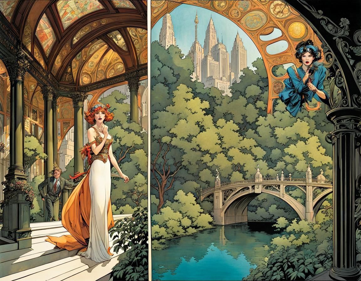 Art Nouveau Comic Book Pages Inspired by Clue