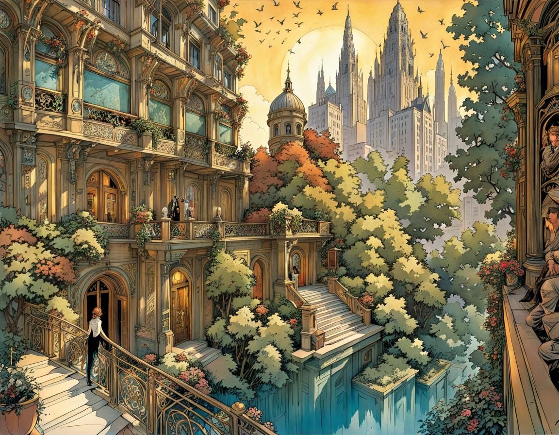 Art Nouveau Comic Book Page: Mystery Series