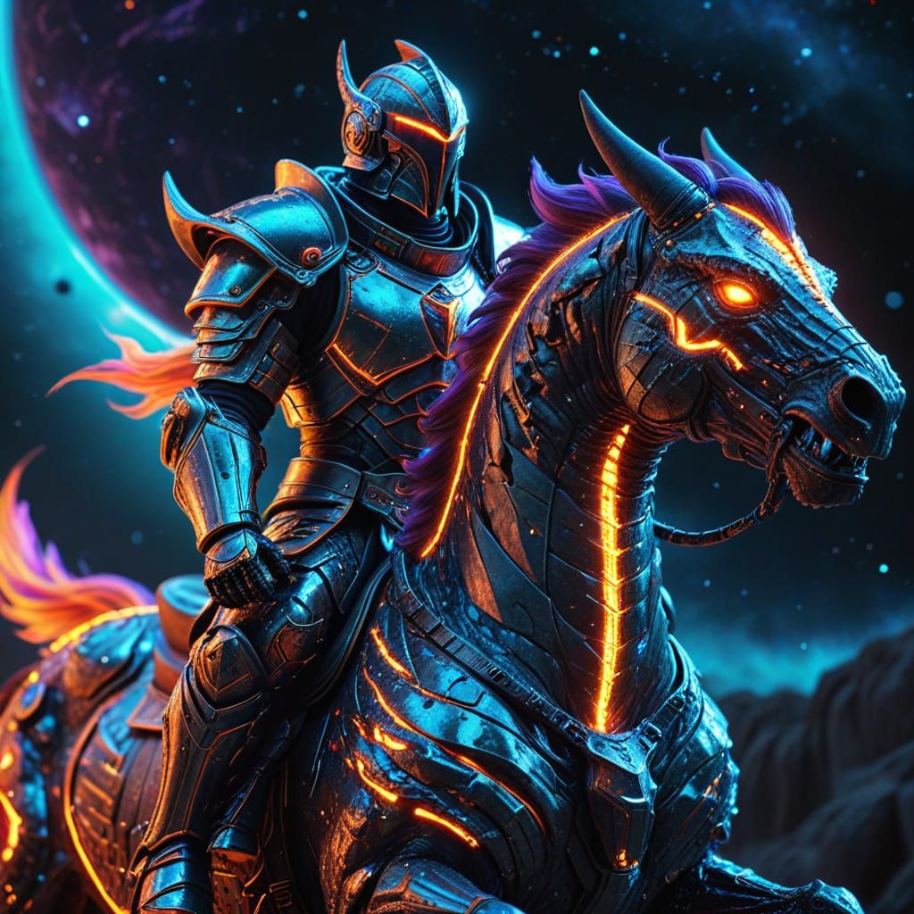 Armored Space Knight Rides Atomic Steed to Battle