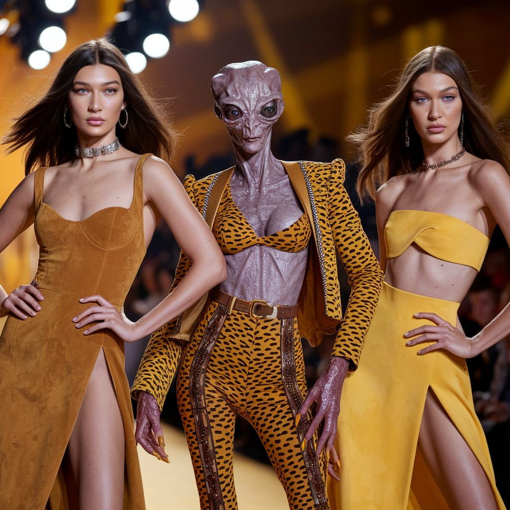 Supermodels and Alien Fashionista Strut Down Vibrant Catwalk...