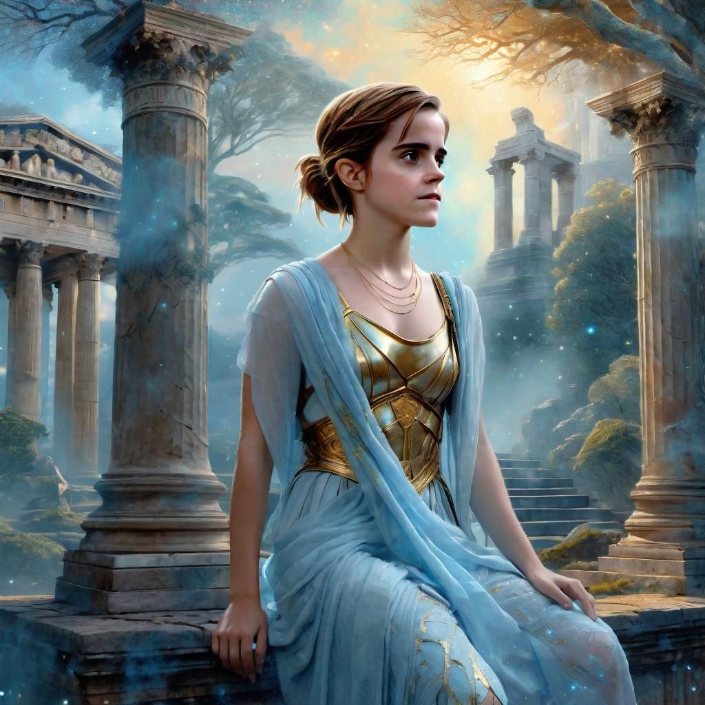 Ethereal Woman in Roman Stole Fantasy Illustration