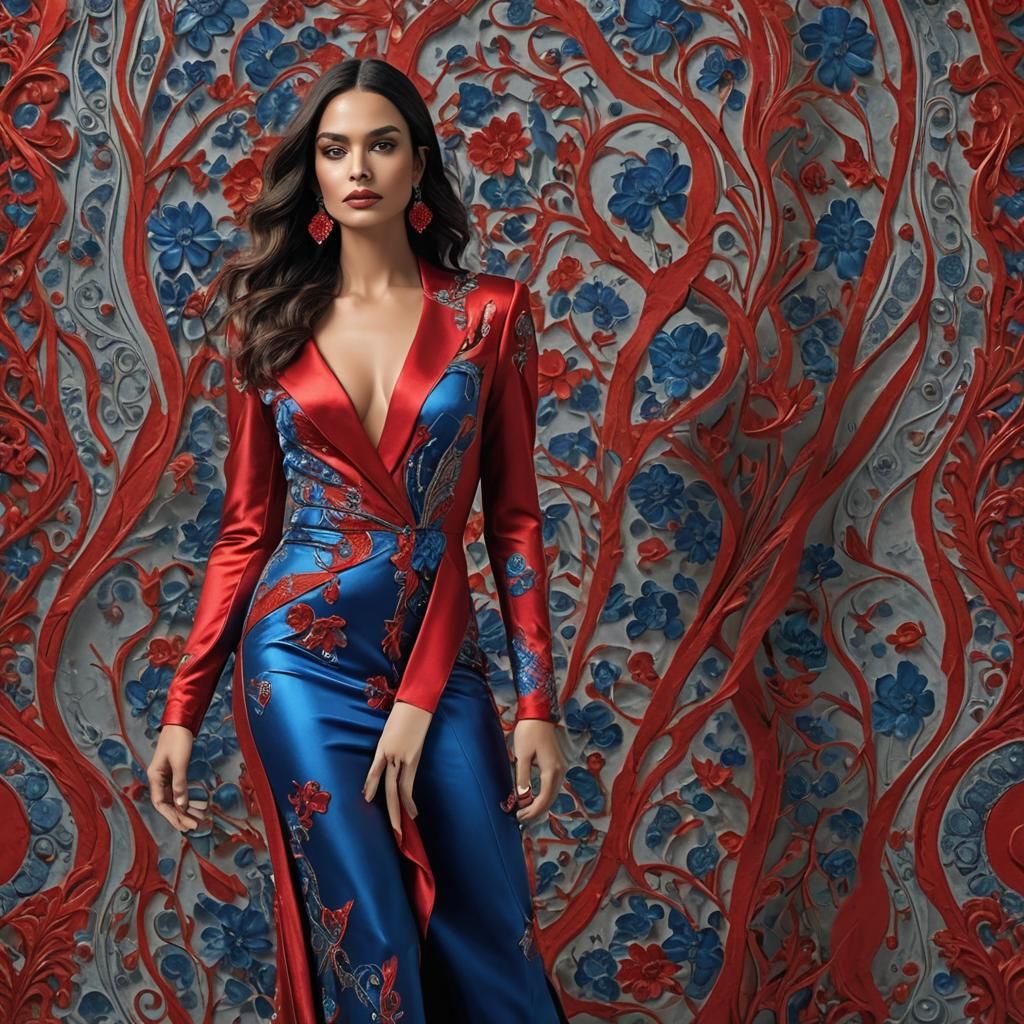 Exotic Woman in Elegant Attire: Art Nouveau Style