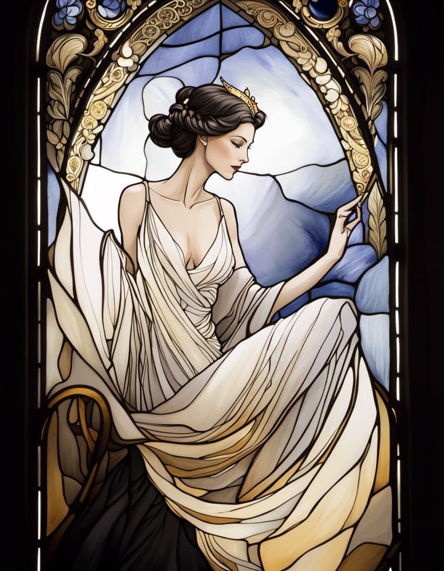 Stained Glass Goddess in Romantic Style