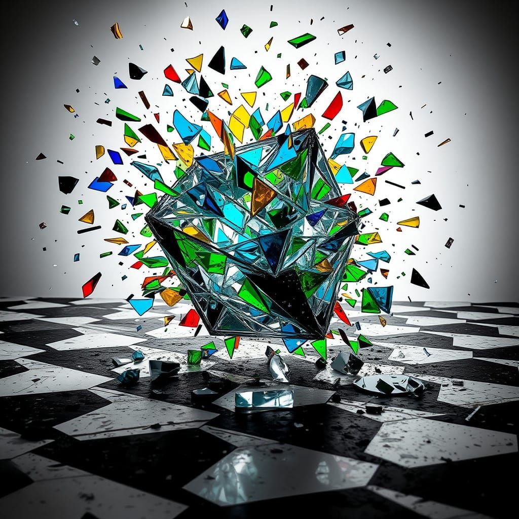 Shattered Prism in Black and White Explosion