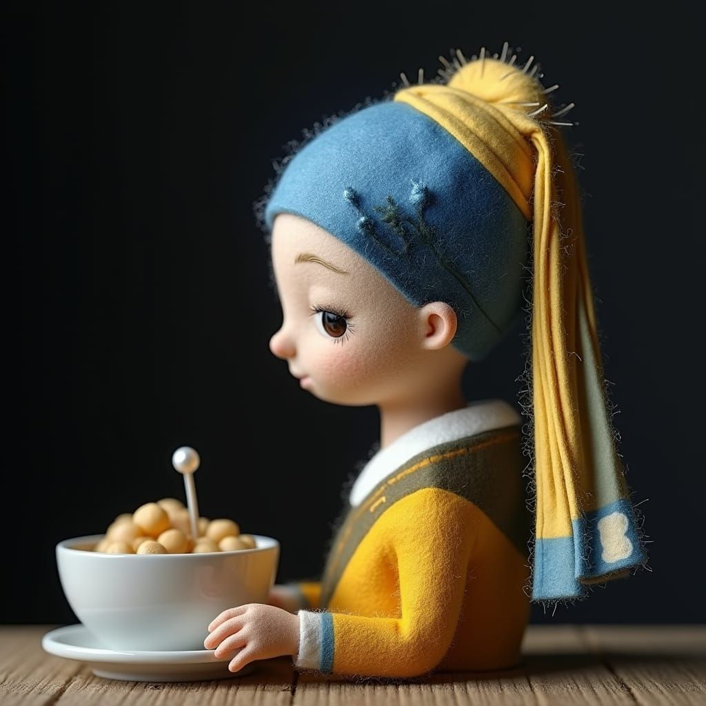Girl with a Pearl Earring: Whimsical Felt Art