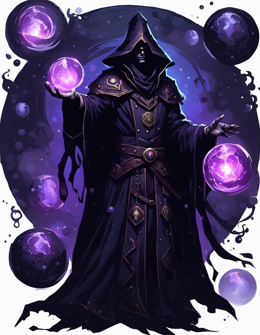 Dark Warlock Conjuring Magical Orbs