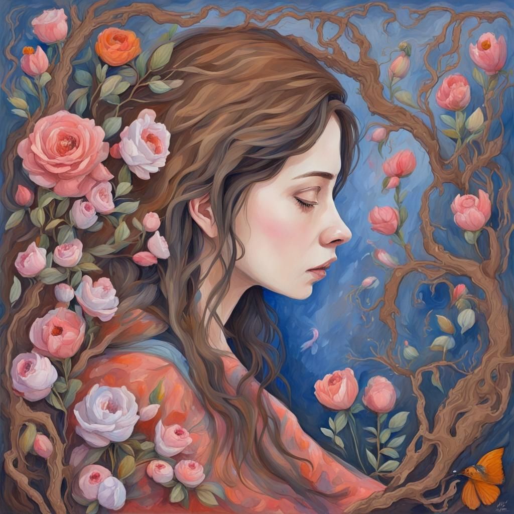 Gouache Painting of Poetic Verse