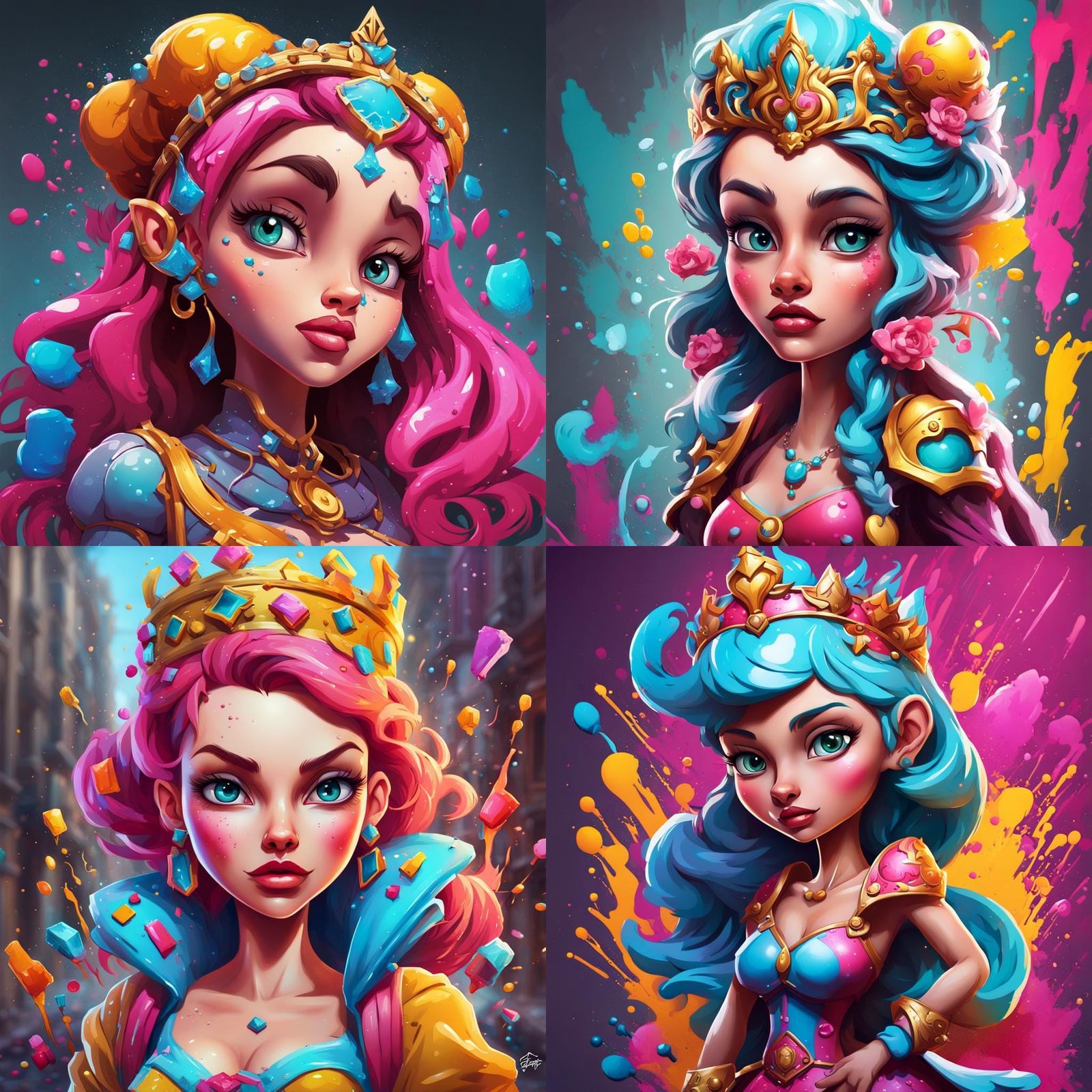 Tough Princess in Animated Graffiti Style