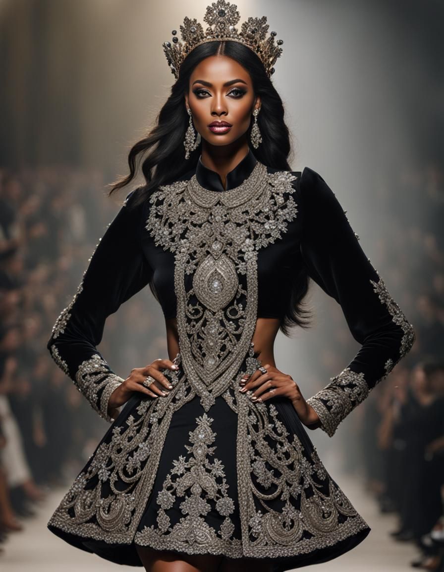 Woman with White Hair and Black Crown