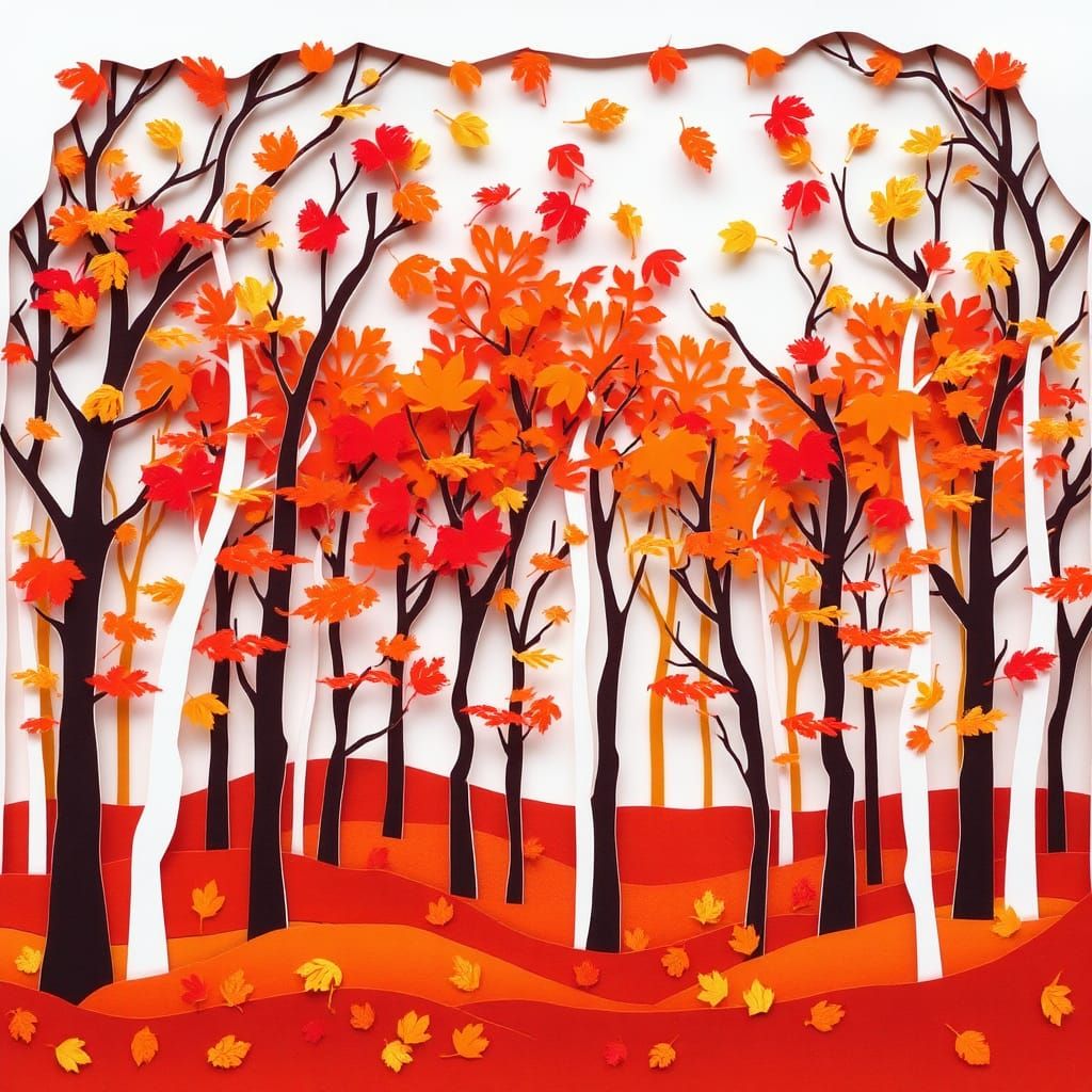 Paper-Cut Autumn Forest Art