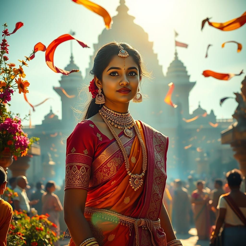 Indian girl dressed for Vasant Panchami