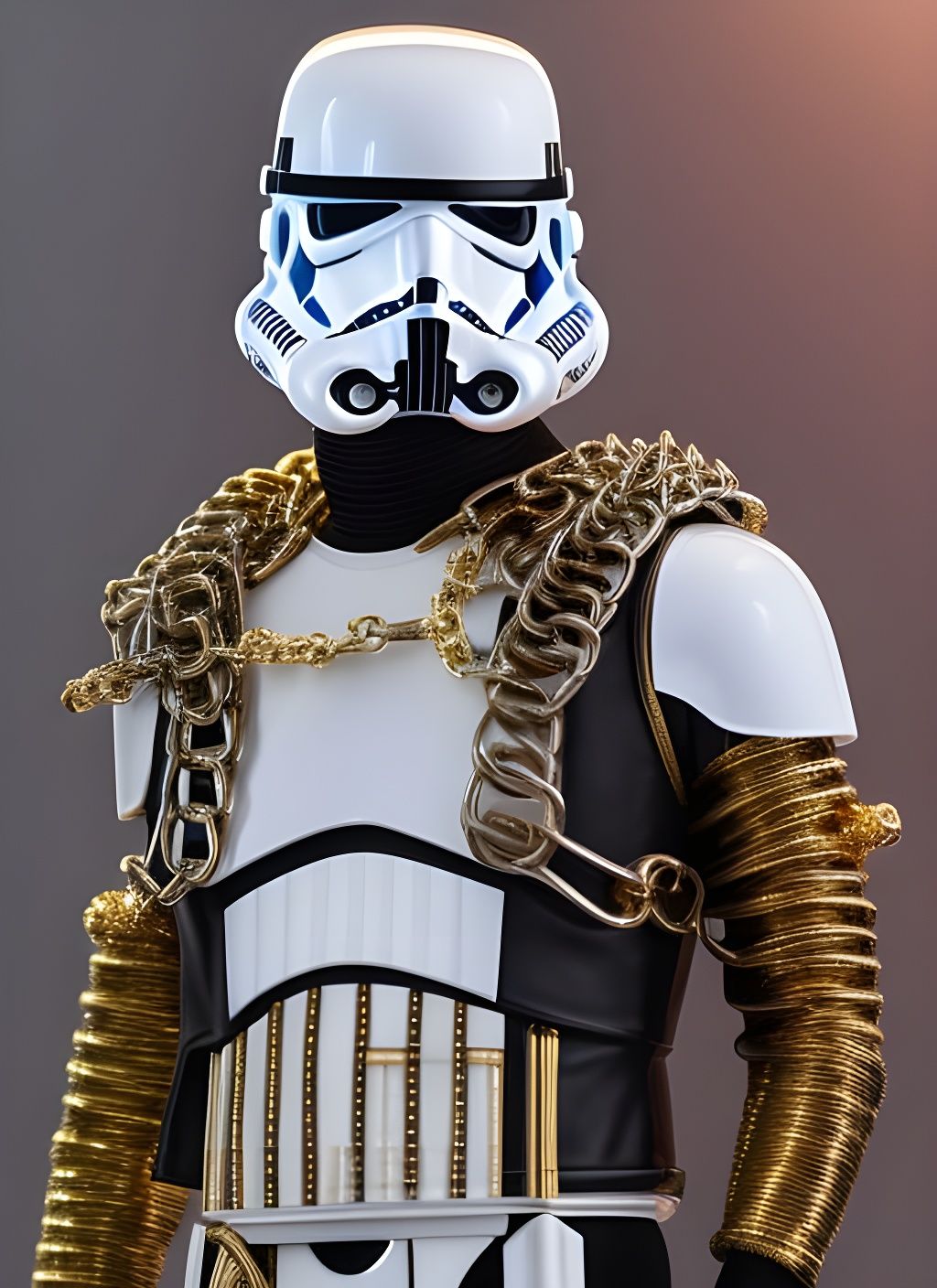 Cyberpunk Stormtrooper with Gold Chains in Night City