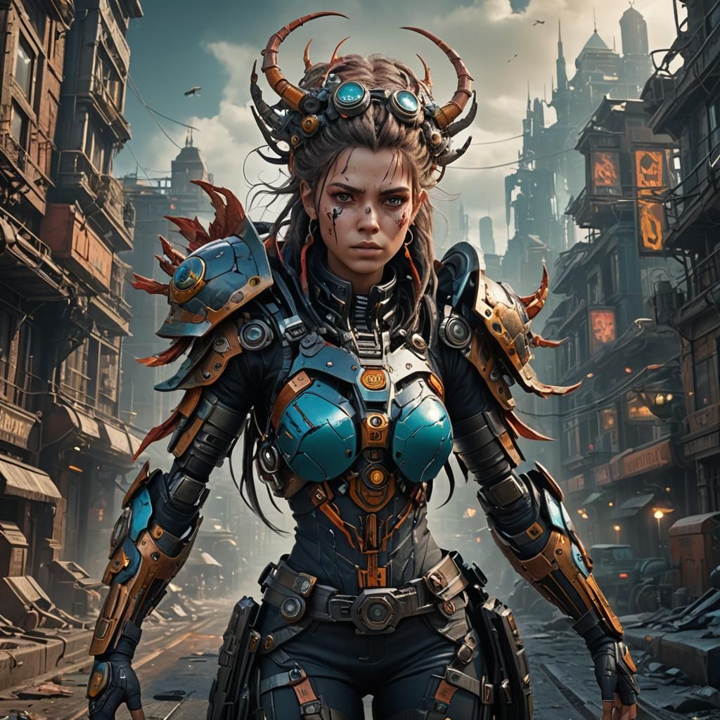 BioPunk Female in Detailed Matte Painting