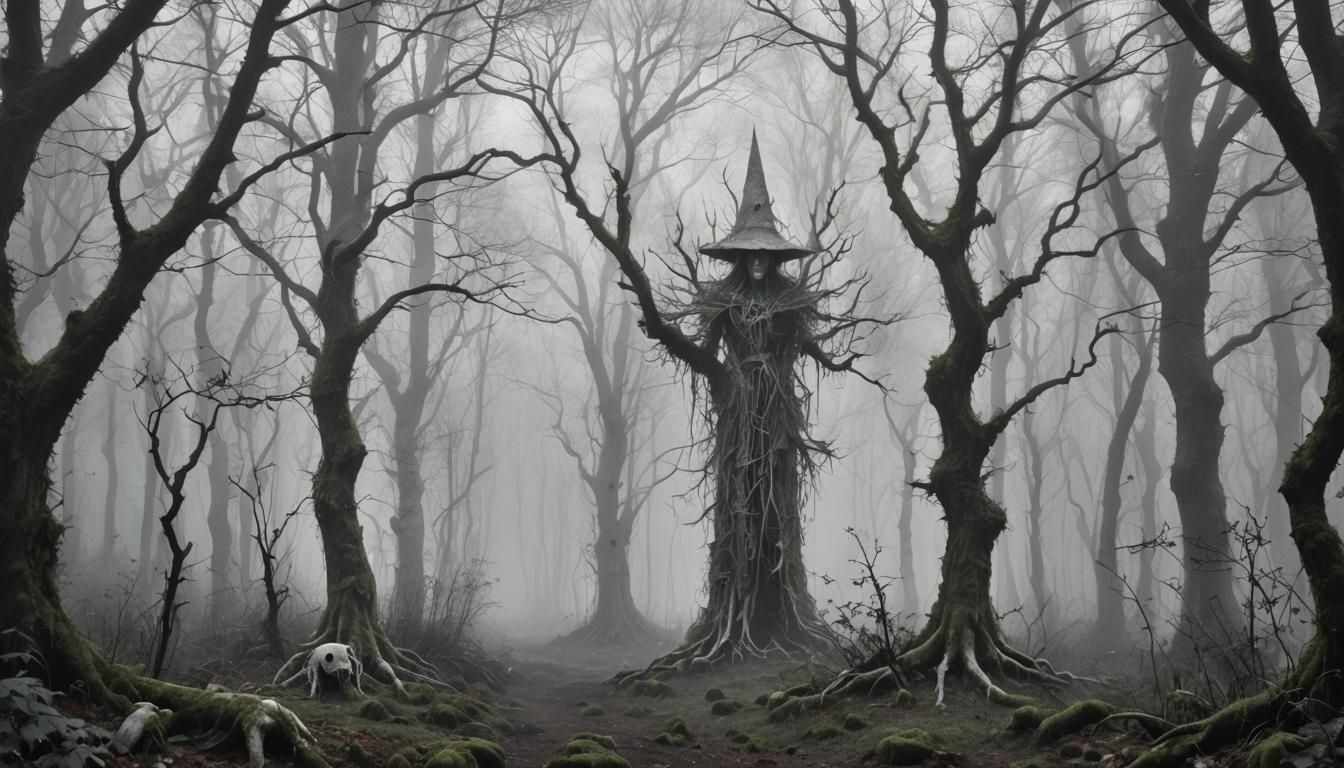 Eerie Ghostly Woods: Gothic Horror Landscape
