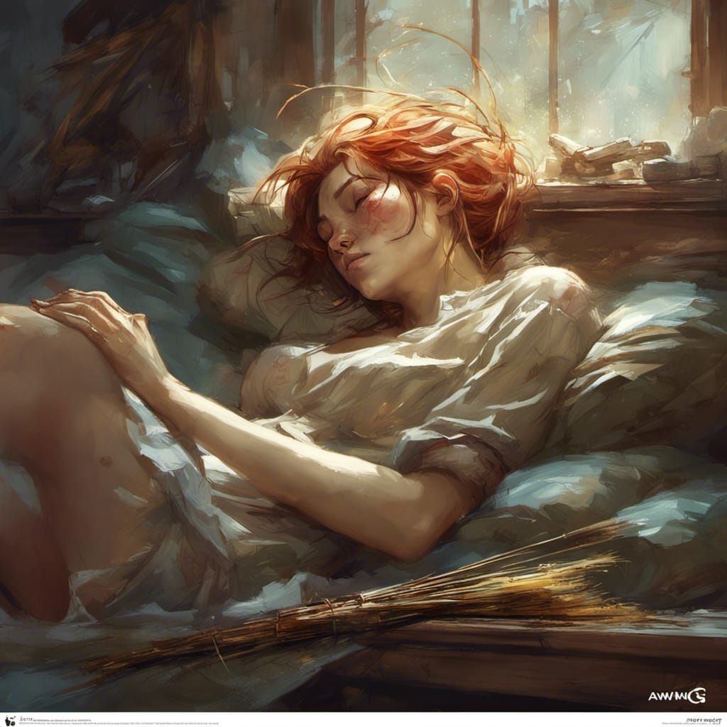 Sleeping Broom Portrait in Digital Illustration Style