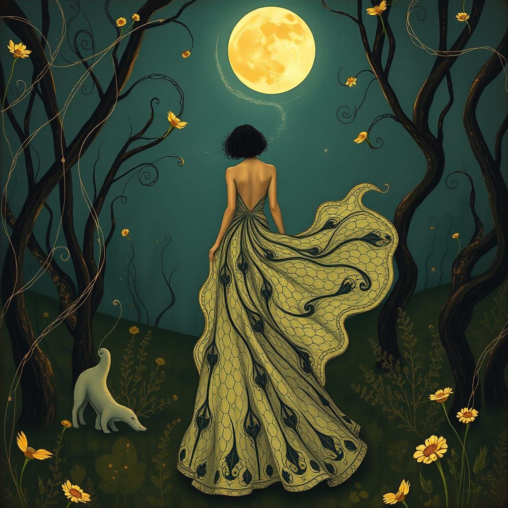 Ethereal Woman in Art Nouveau Garden