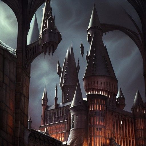 Hogwarts in Dark Fantasy Style