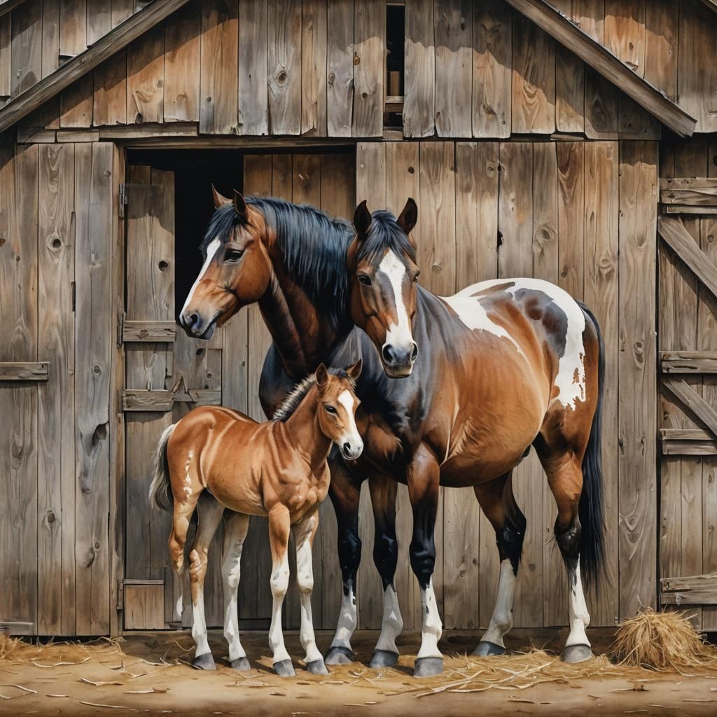Country Barn Mural in Hyper-Realistic Watercolor