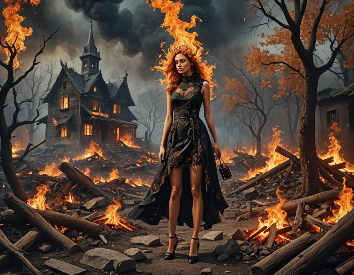 Goddess of Time in Surreal Landscape